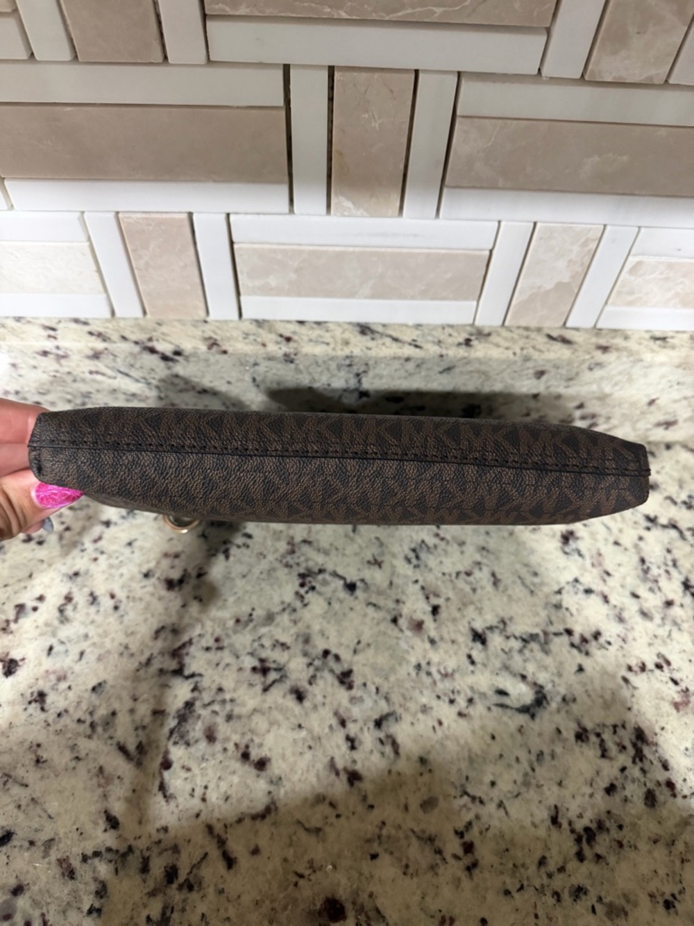 MICHAEL KORS Brown and Black Logo Toiletry Pouch - Picture 7 of 7